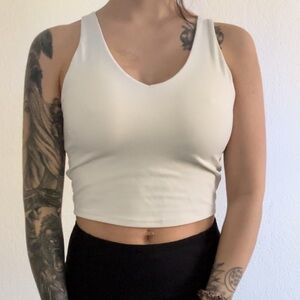 White Vneck Athletic Bra Top
